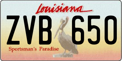 LA license plate ZVB650