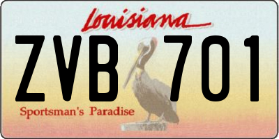 LA license plate ZVB701
