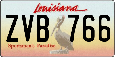 LA license plate ZVB766