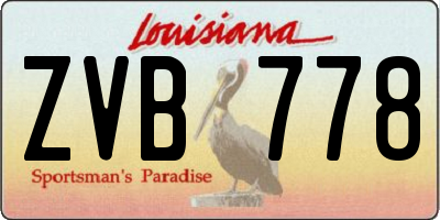 LA license plate ZVB778