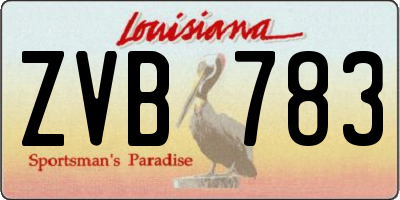 LA license plate ZVB783