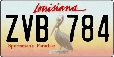 LA license plate ZVB784