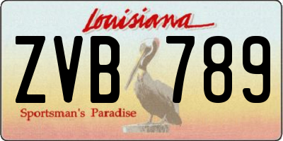 LA license plate ZVB789