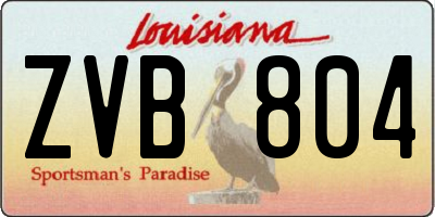LA license plate ZVB804