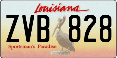 LA license plate ZVB828