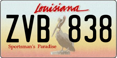LA license plate ZVB838