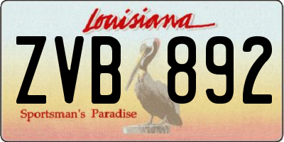 LA license plate ZVB892