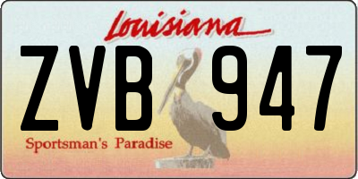 LA license plate ZVB947