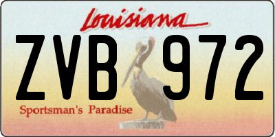 LA license plate ZVB972