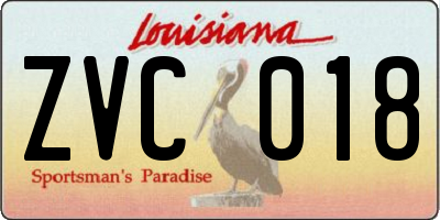 LA license plate ZVC018