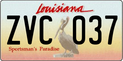 LA license plate ZVC037