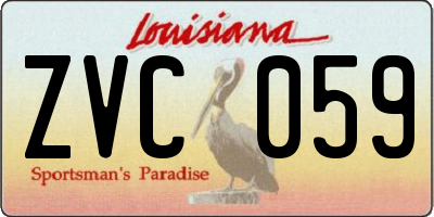 LA license plate ZVC059