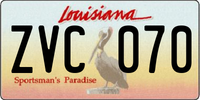 LA license plate ZVC070