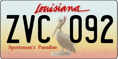 LA license plate ZVC092