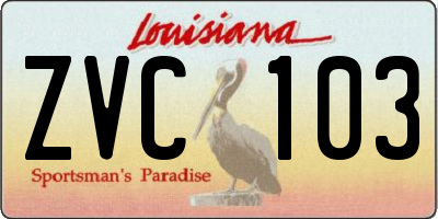 LA license plate ZVC103