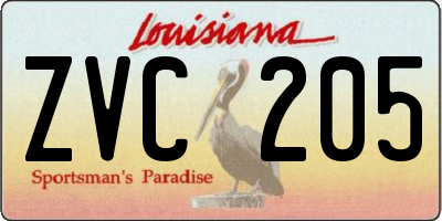 LA license plate ZVC205