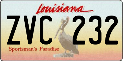 LA license plate ZVC232