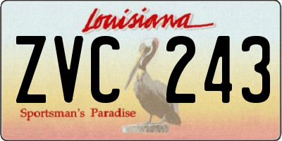 LA license plate ZVC243
