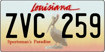 LA license plate ZVC259