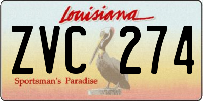 LA license plate ZVC274