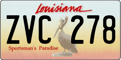 LA license plate ZVC278