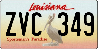 LA license plate ZVC349