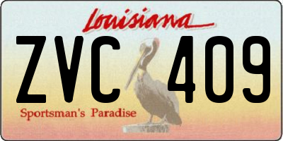 LA license plate ZVC409