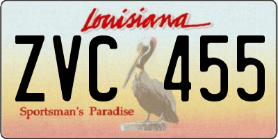LA license plate ZVC455
