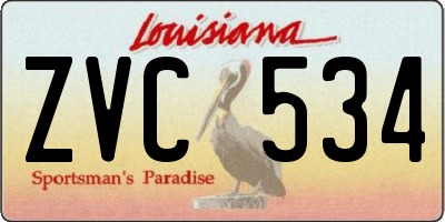 LA license plate ZVC534