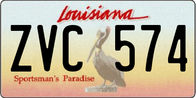 LA license plate ZVC574