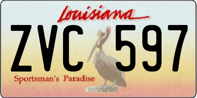 LA license plate ZVC597
