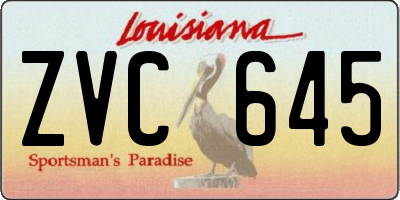 LA license plate ZVC645
