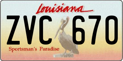 LA license plate ZVC670