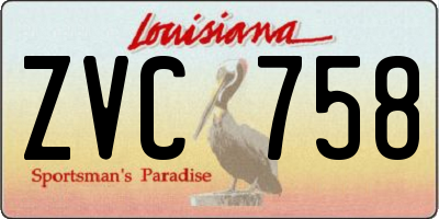 LA license plate ZVC758