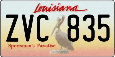 LA license plate ZVC835