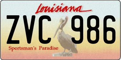 LA license plate ZVC986