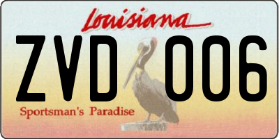 LA license plate ZVD006