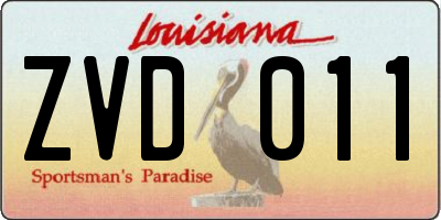 LA license plate ZVD011