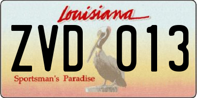 LA license plate ZVD013