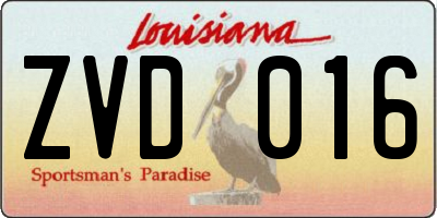 LA license plate ZVD016