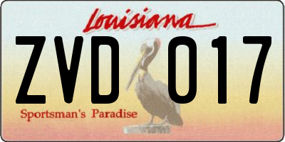 LA license plate ZVD017