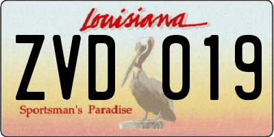 LA license plate ZVD019