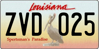 LA license plate ZVD025
