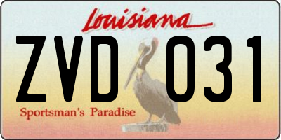LA license plate ZVD031
