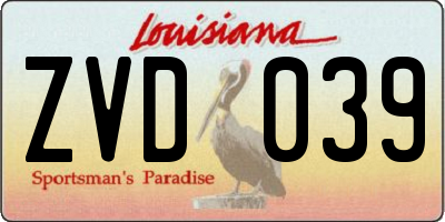 LA license plate ZVD039