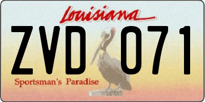 LA license plate ZVD071