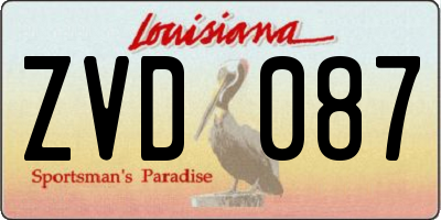 LA license plate ZVD087