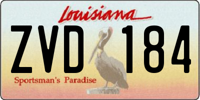 LA license plate ZVD184