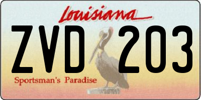 LA license plate ZVD203