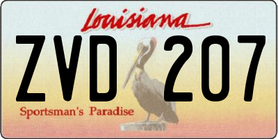 LA license plate ZVD207